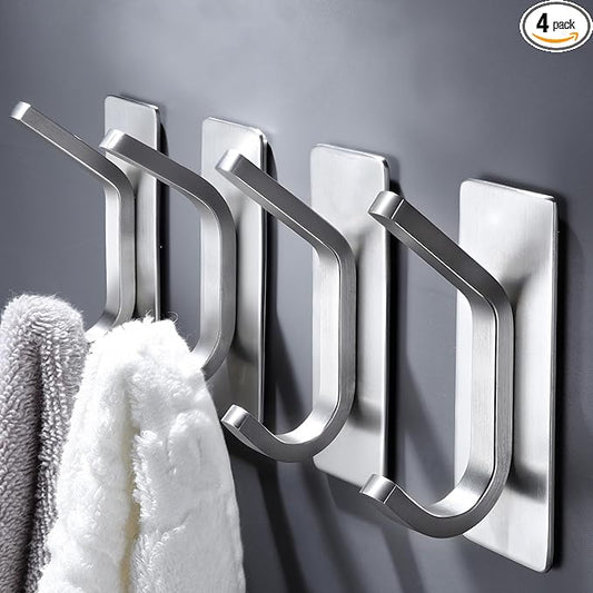 DELITON Adhesive Towel Hooks for Bathroom