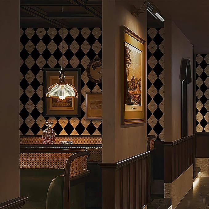 Simon&Siff Retro Checkered Peel and Stick Wallpaper Black and White Wallpaper