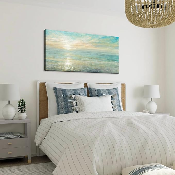 Goldfoilart Beach Sunrise Pictures Ocean Wall Art Coastal Canvas Prints Sea