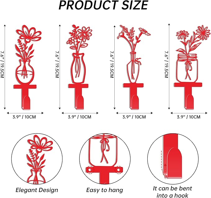 Decorative Wall Hooks, Metal Flowers Wall Decor