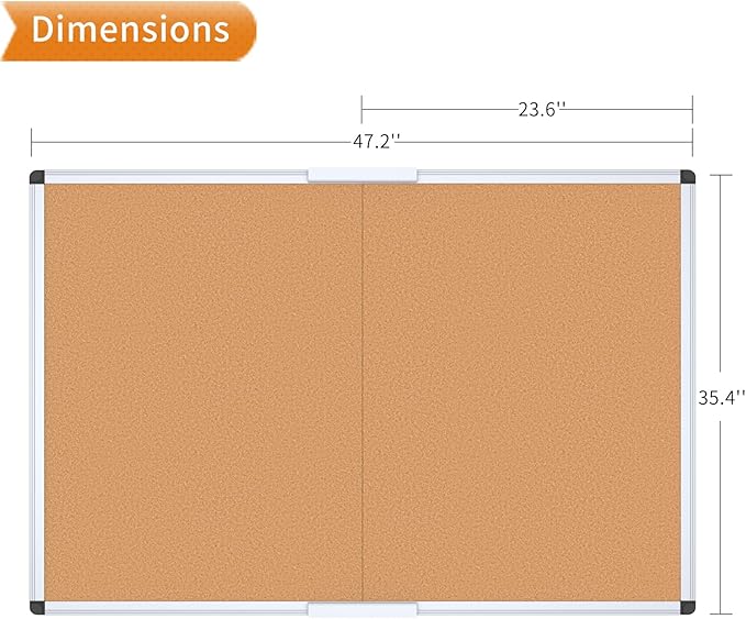 VIZ-PRO Cork Bulletin Board/Foldable Noticeboard, 48 X 36 Inches