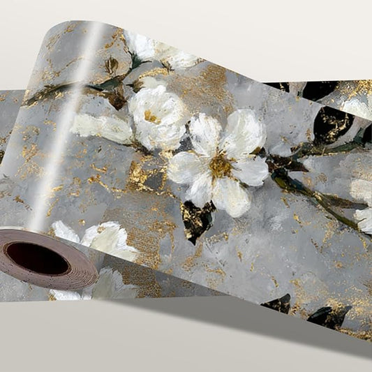 Cherry Blossom Wallpaper Border 196x4 Inch Peel and Stick Wall Border Gray