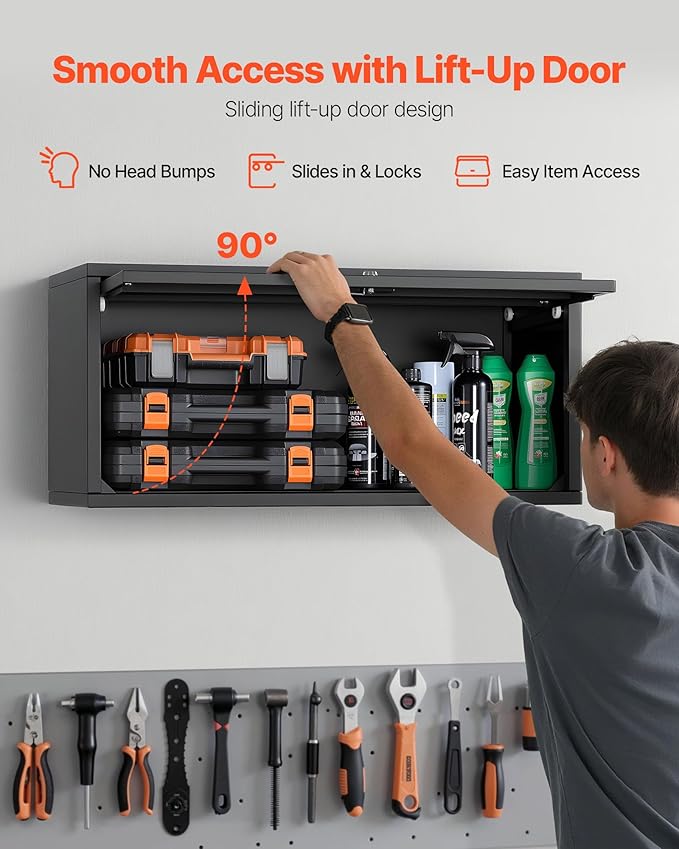 VEVOR Metal Wall Cabinet, 30.31W x 12.01D x 14.02H Inch, Floating Garage Tool