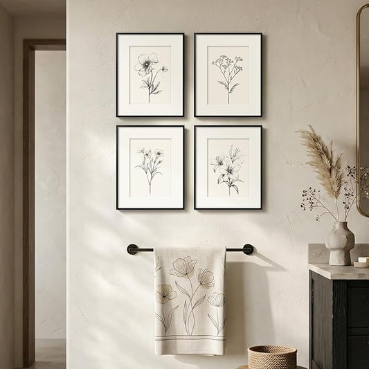 Framed Black and White Botanical Wall Art