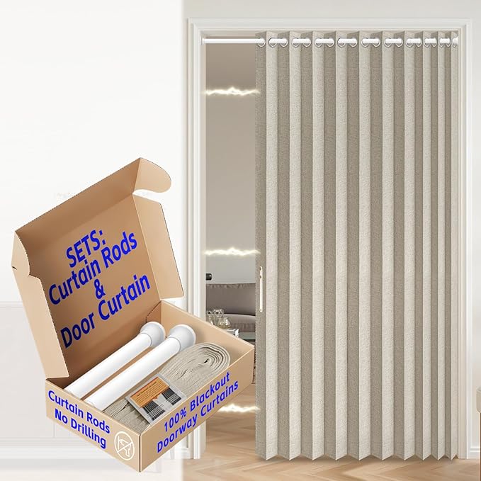 AJAZZ Blackout Accordion Door Curtain