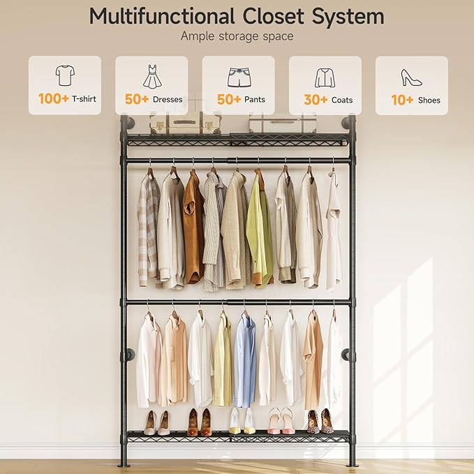 ONBRILL H1 Plus Expandable Wall Mounted Closet System, 2FT-3.3FT Closet