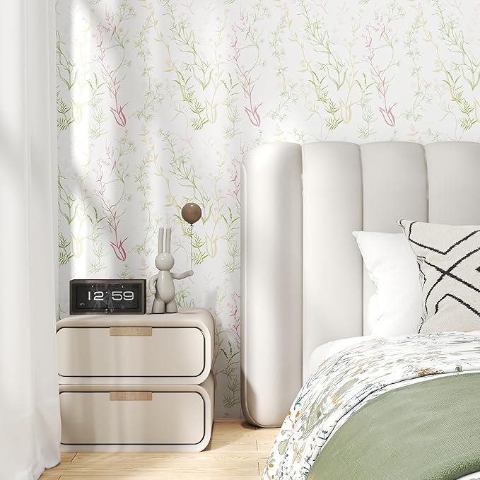 Timeet Floral Wallpaper Peel and Stick Botanical Wildflower Self Adhesive Wall