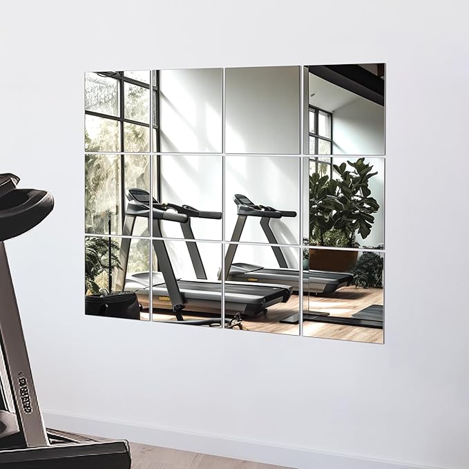TRAHOME Home Gym Mirror Tiles for Wall, Living Room, Over The Door