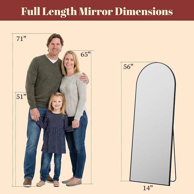 Suidia 56"x14" Arched Full Length Mirror