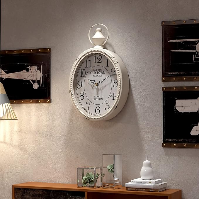 Menterry Small Retro Oval Wall Clock, Antique Old Design, Battery Operated