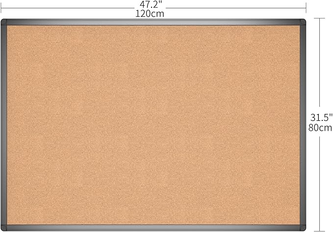 VIZ-PRO Cork Notice Board, 48 X 32 Inches, Cork Bulletin Board