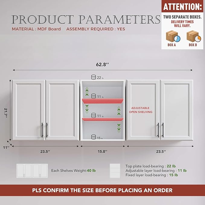 FIMELLO 62.8 ''W X 11''D X 21.7''H Wall Cabinets