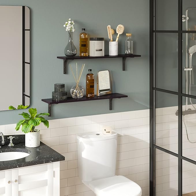 DINZI LVJ Long Wall Shelves, 23.6 Inch Wall Mounted Shelves Set of 2,