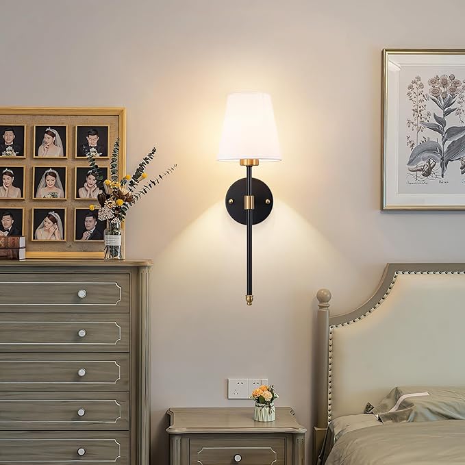 Peel and Stick Wall Sconces, Stick On Wall Sconce Set of 2, Battery Operated