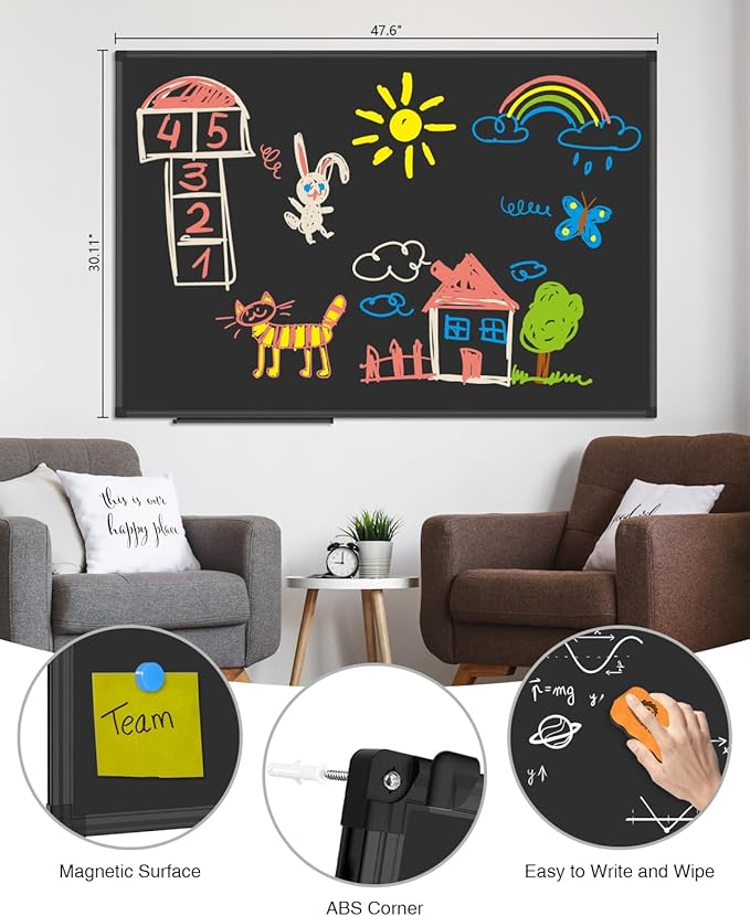XBoard Magnetic Chalkboard 48 x 31 inch Chalk Board/Black Board, Display
