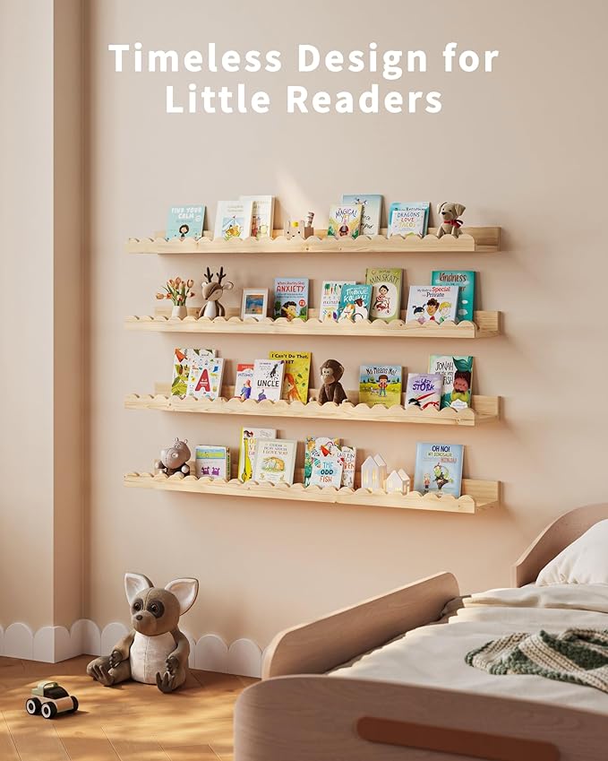 Shario Nursery Book Shelves, Scalloped Shelves, Wall Book Shelves
