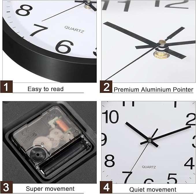 Inbagi 8 Pcs Wall Clock Bulk Large Silent Battery Operated Classroom Clocks