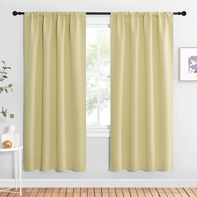 NICETOWN Blackout Curtains for Living Curtains, Paler Yellow, 2 Panels