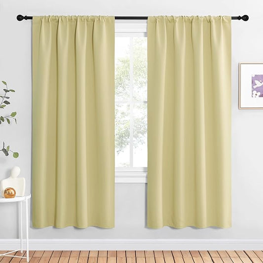 NICETOWN Blackout Curtains for Living Curtains, Paler Yellow, 2 Panels