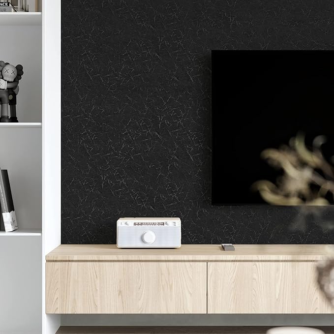 Cohoo Home 512inL 15.7inW Black Silk Peel and Stick Wallpaper