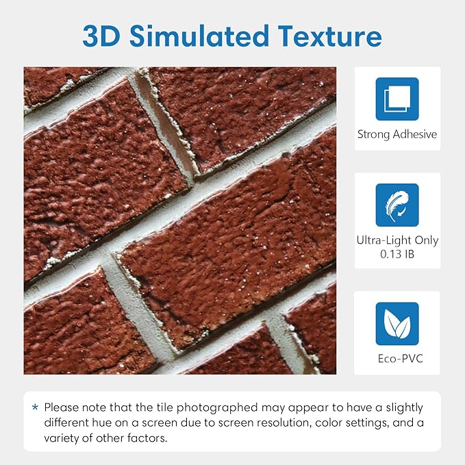 COMSTICKC 3D Faux Red Brick Wall Panels Peel and Stick Wall Sticker, Small Size