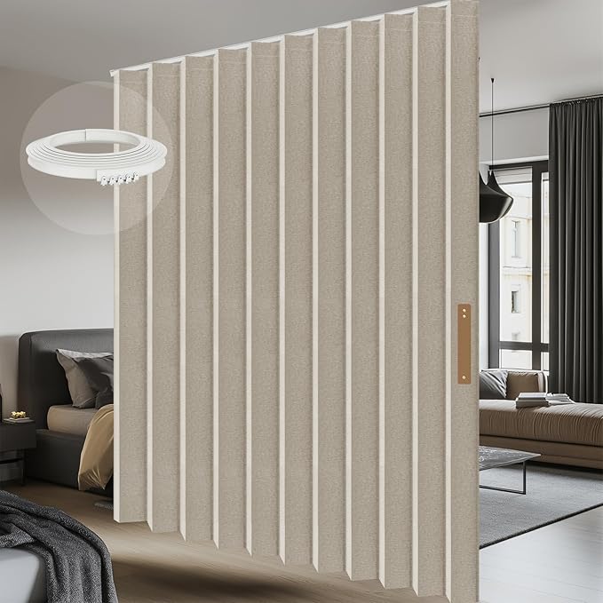 Room Divider Curtain Sets with Flexible Ceiling Track, Privacy Soundproof