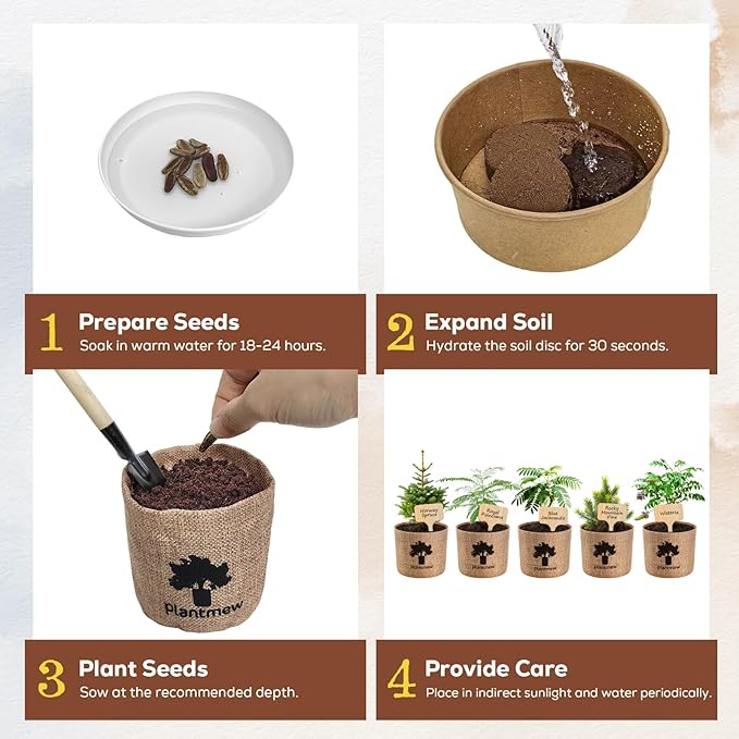 Bonsai Starter Kit for Adults – Complete Indoor Tree Growing Set with Jacaranda Seeds, Tools & Planter | DIY Gardening Hobby Kits for Plant Lovers, Unique Easter Gifts for Men & Women
