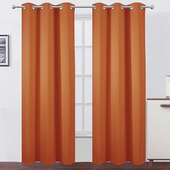 LEMOMO Blackout Curtains 42 x 84 inch/Orange Curtains Set of 2 Panels/Thermal