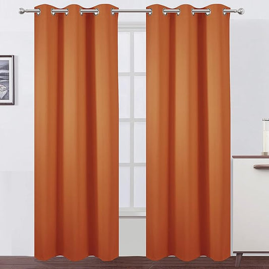 LEMOMO Blackout Curtains 42 x 84 inch/Orange Curtains Set of 2 Panels/Thermal