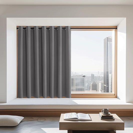 NICETOWN Grey Blackout Curtain Extra Wide 72 inches Long, Grommet Room