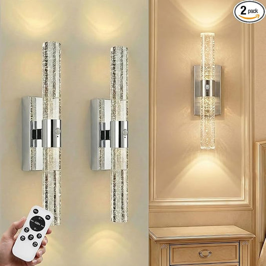 IRONPAX Wall Sconces Battery Operated Set of 2, Wireless Rechargeable Wall