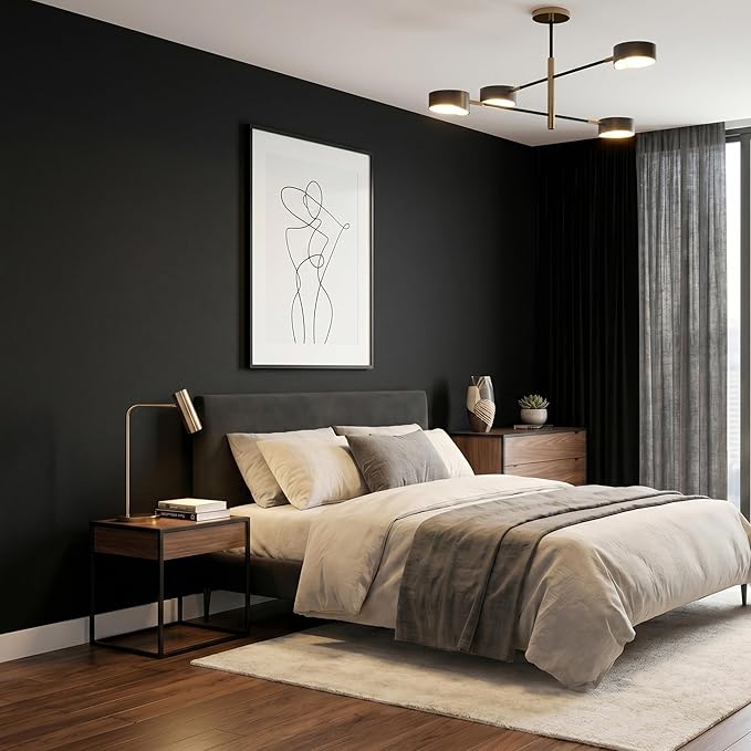 FUKU MON 24"x394" Black Wallpaper Peel and Stick Black Contact Paper Matte