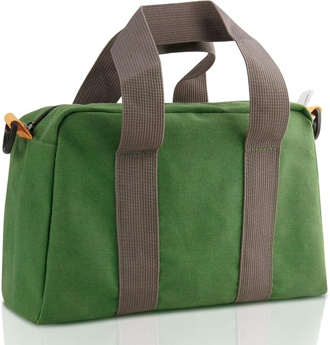 Small Tool Bag, Canvas Tool Storage Bag, Large Capacity Multipurpose Zipper Soft Tote Organizer Pouch for Electrician, Plumbing, Gardening,Tools Bags for Men (Green, 20 Inch)
