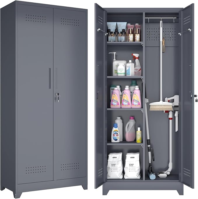 GREATMEET 72.8" H Tall Metal Garage Storage Cabinet