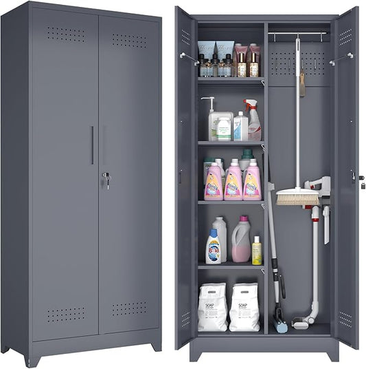 GREATMEET 72.8" H Tall Metal Garage Storage Cabinet