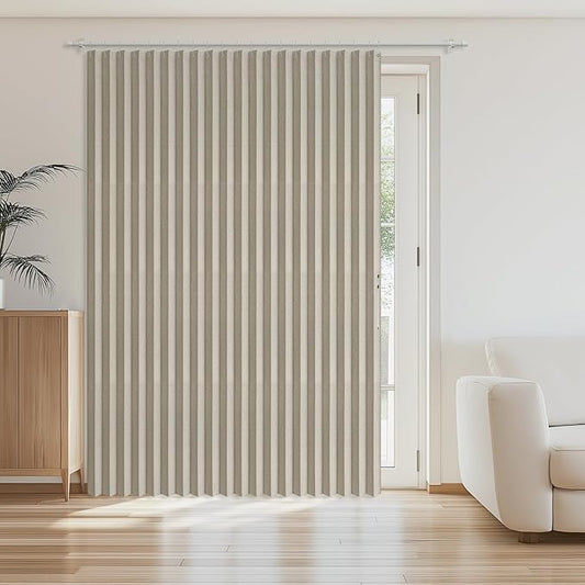 AJAZZ Blackout Accordion Door Curtain 98"x84" Cream White