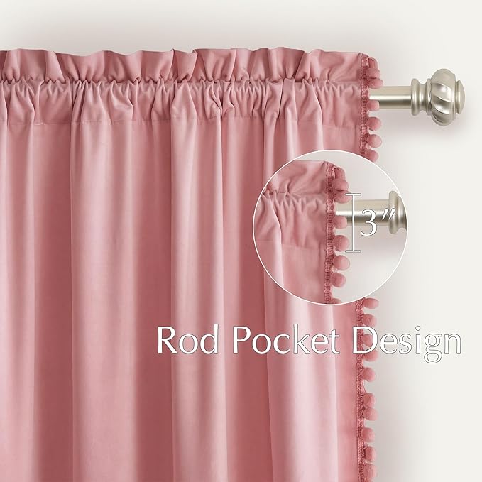 NICETOWN Blush Pink Velvet Curtains 84" Long