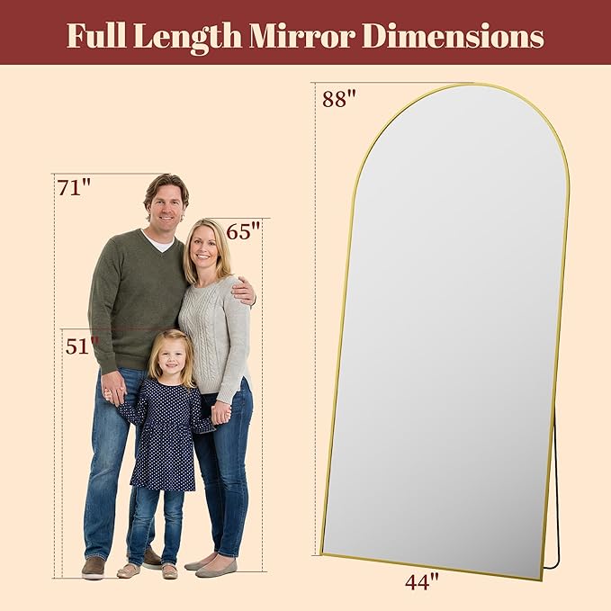 Suidia 88"x44" Arched Full Length Mirror