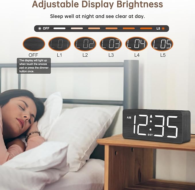 DreamSky Wooden Digital Alarm Clock