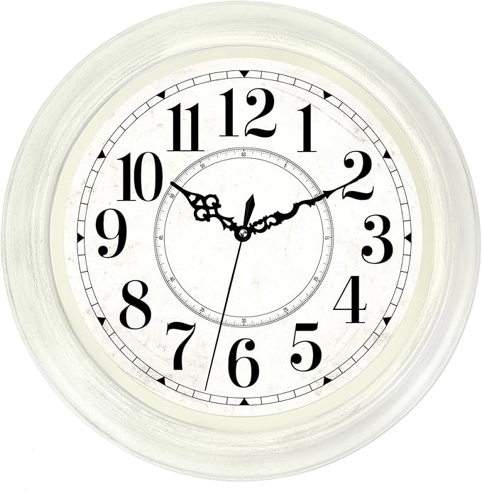 Vintage Wall Clock 16 Inch Quartz Silent Non-Ticking Analog Clock Battery