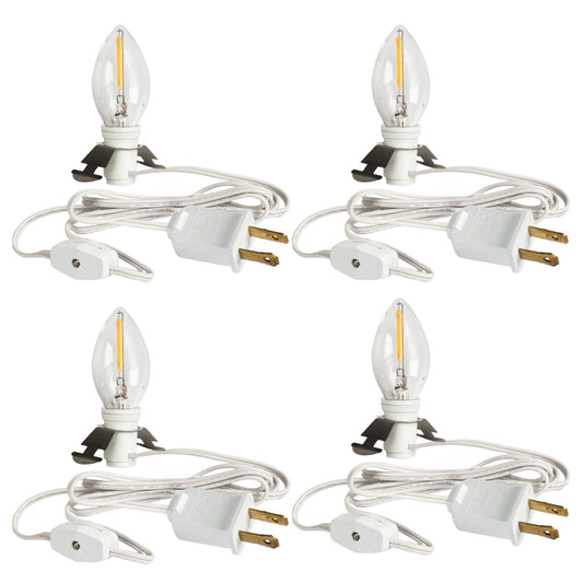 Dazzle Bright LED Accessory Cord with E12 Socket, 4 Pack, Warm White, Model 31001A-09