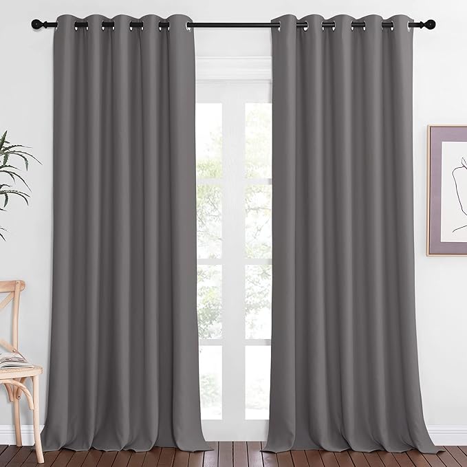 NICETOWN Blackout Grey Curtains Panel