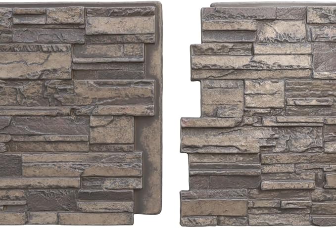 EverStone Cascade Faux Stone Panel, 48 5/8"W x 24 3/4"H x 1 1/4"D, Cascade