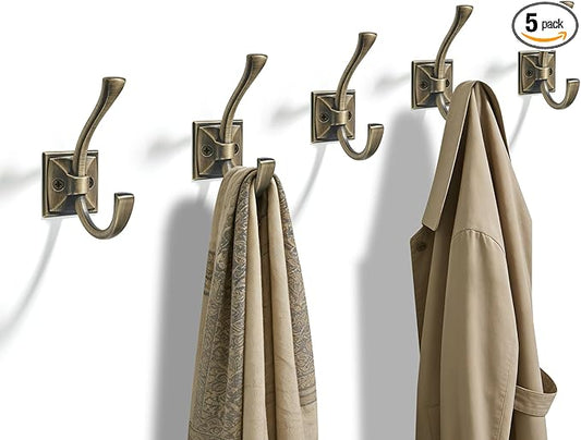 TUNNY 5 Pack Antique Design Wall Hanging Coat Hooks