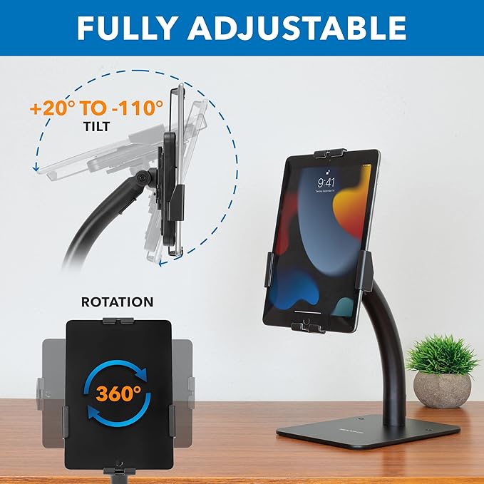 Mount-It! Anti-Theft Tablet Kiosk Countertop Stand | Universal Fit Retail Tablet Stand Compatible with 7.9" to 11" iPad and Samsung Tablets | Retail Kiosk, Black