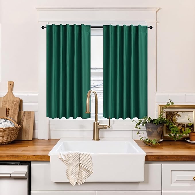 RYB HOME 100% Blackout Short Curtains