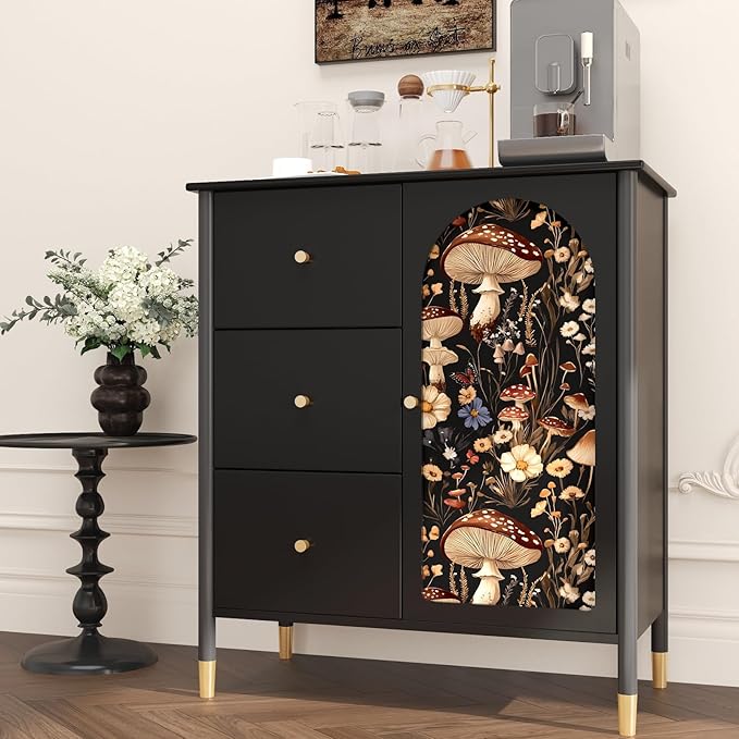 BOKEBEVE Extra Long Mushroom Peel and Stick Wallpaper Vintage Wallpaper Floral