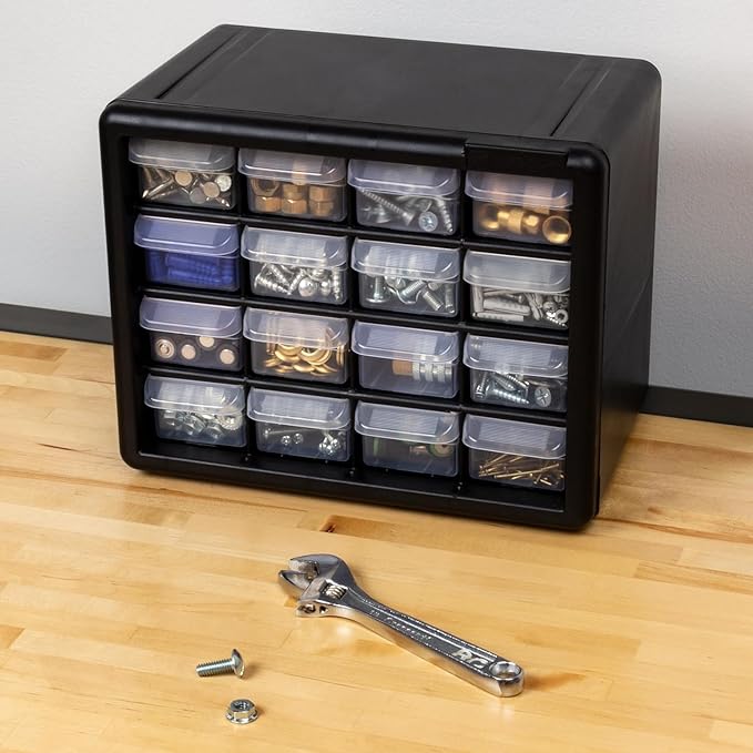 Akro-Mils 16-Drawer Plastic Storage Cabinet | 10-1/2 x 6-1/2 x 8-1/2 Inch |