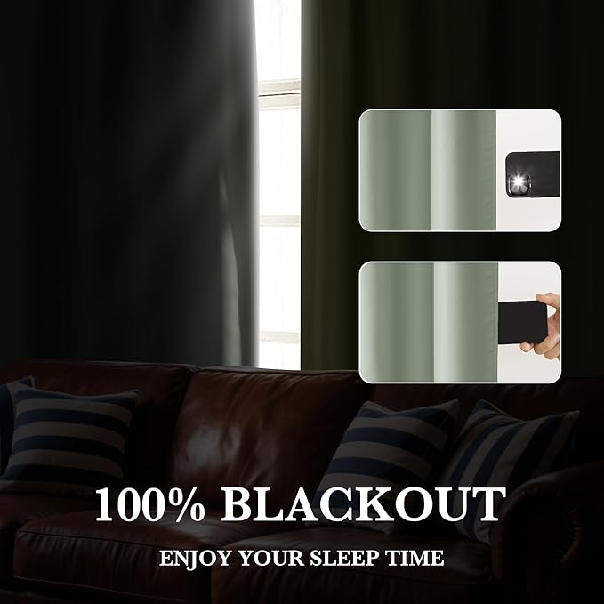 RYB HOME 100% Blackout Short Curtains