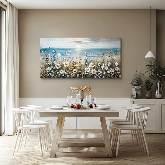 SERIMINO Large Wall Art for Living Room, Coastal Landscape Wall Decor, Beach